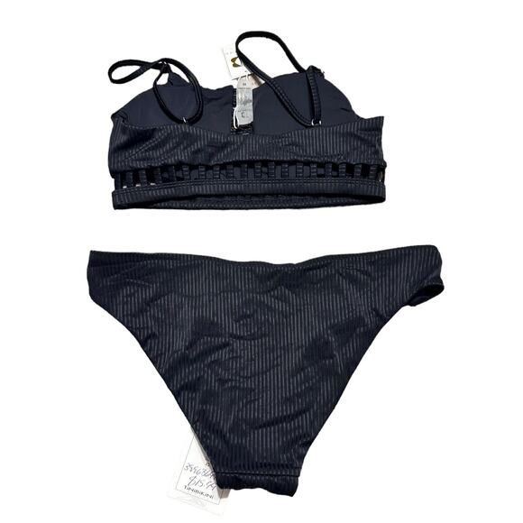 TiniBikini Black Two Piece Cut Outs Size XS NEW - Picture 2 of 5